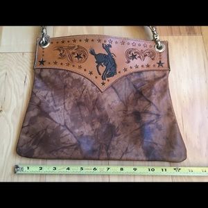 Hand Tooled Bucking Horse Silver Star Purse